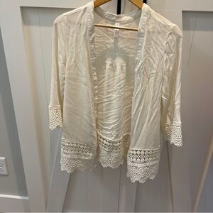 Xhilaration Ivory Lace Cardigan size M
